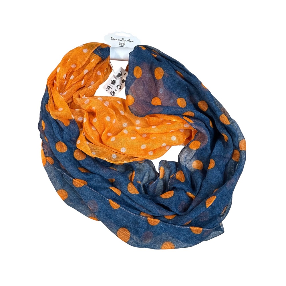 Occasionally‎ Made Infinity Scarf Polka Dot Orange Navy Blue One Size